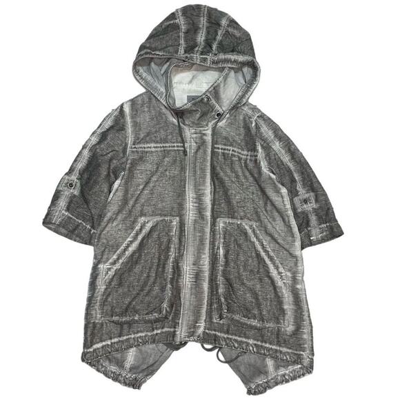 Helmut Lang Women’s Hooded Jacket Gray Distressed Utility Coat Size S - Picture 1 of 9